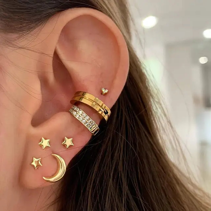 2021 Moon Star Ear Tiny Star Moon Stud Earrings for Women Everyday Girls Birthday Gift Jewelry Mini Star Stud Earrring