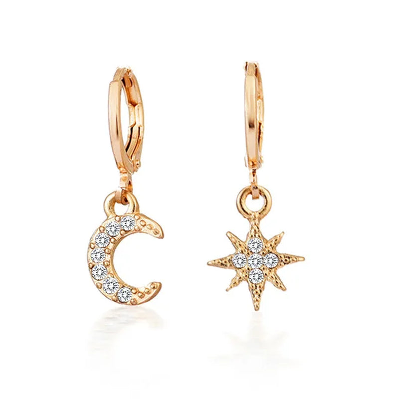 2021 Moon Star Ear Tiny Star Moon Stud Earrings for Women Everyday Girls Birthday Gift Jewelry Mini Star Stud Earrring