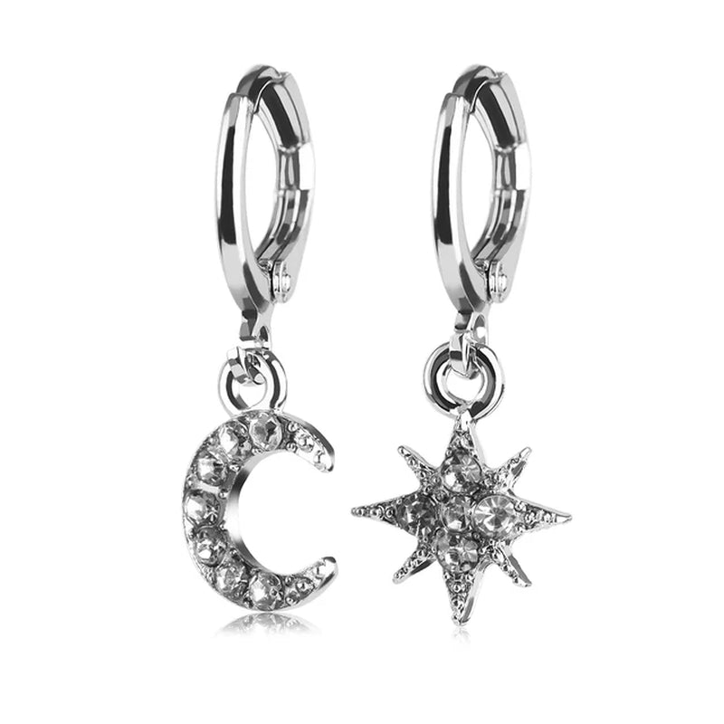 2021 Moon Star Ear Tiny Star Moon Stud Earrings for Women Everyday Girls Birthday Gift Jewelry Mini Star Stud Earrring