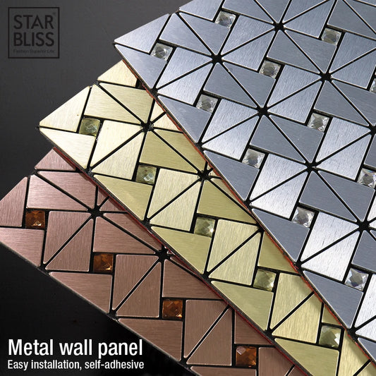 3D Wall Panel Metal Geometric Pattern Mural 3D Wallpaper Luxury Walls Paper for Living Room Bedroom Bathroom Kitchen Walls Decor