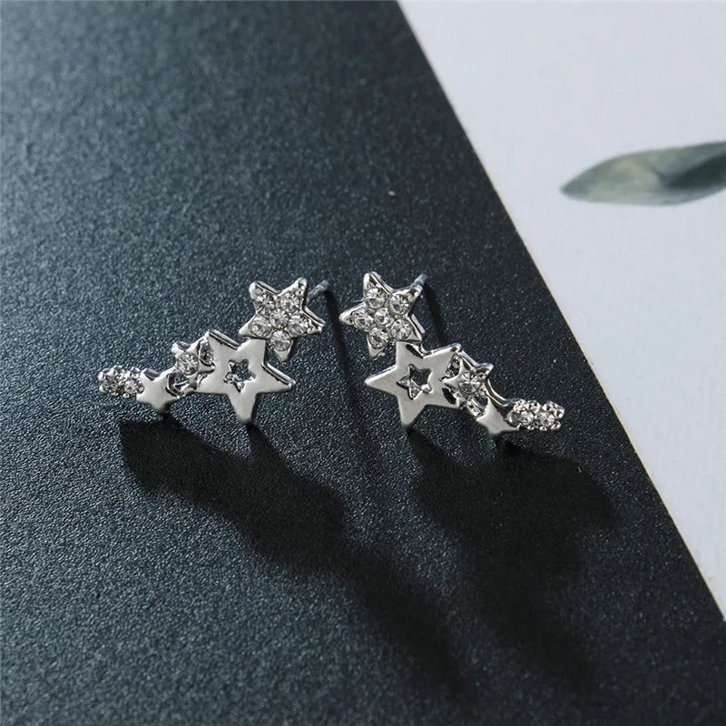 2021 Moon Star Ear Tiny Star Moon Stud Earrings for Women Everyday Girls Birthday Gift Jewelry Mini Star Stud Earrring