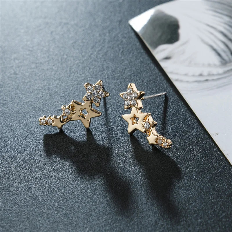 2021 Moon Star Ear Tiny Star Moon Stud Earrings for Women Everyday Girls Birthday Gift Jewelry Mini Star Stud Earrring